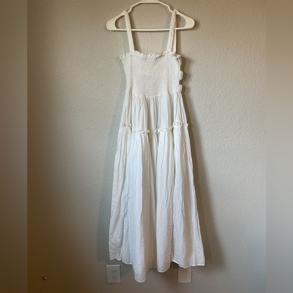 ASOS Design White Tiered Smocked Midi Dress Size 4 - Picture 6 of 7